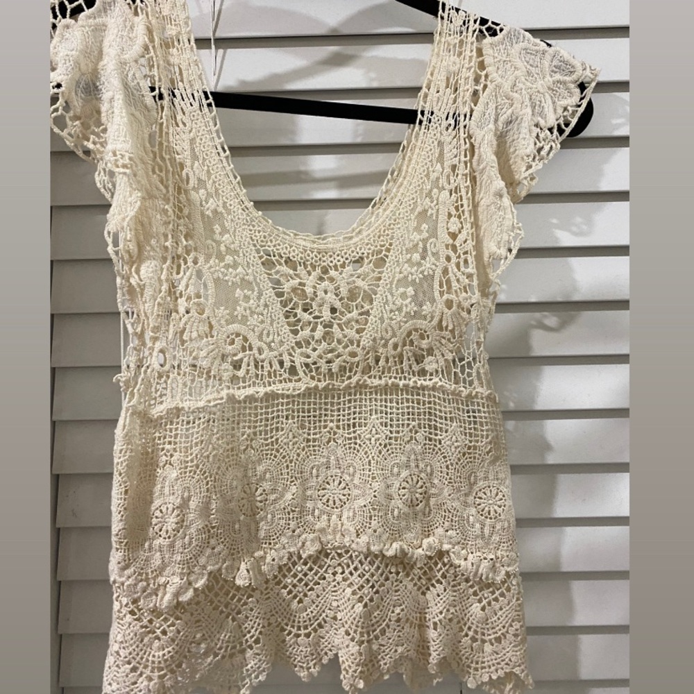 Chicwish Crochet Cream Bohemian Top